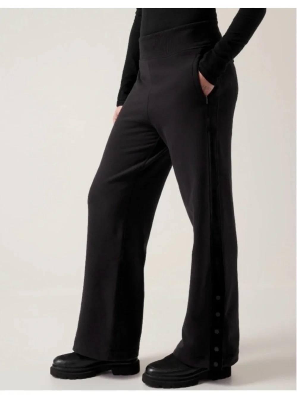 Athleta Retroplush Velvet Snap Ankle Lounge Pants - Picture 2 of 9